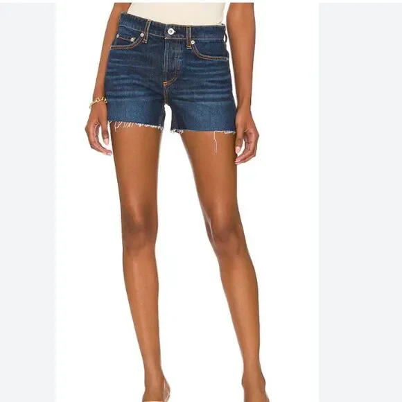 Rag & Bone Dre Low Rise Jean Shorts Size 32 NEW 3.5" Inseam Button Fly Raw Hem - Picture 1 of 9